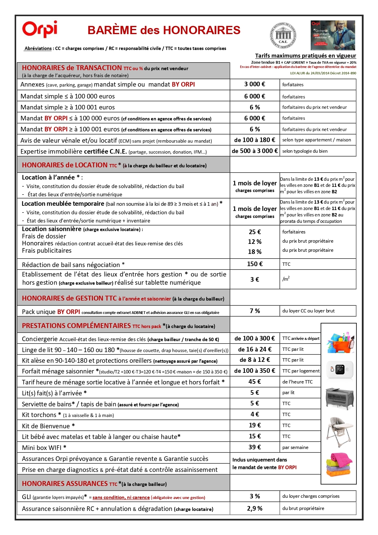 Page des Tarifs 2024